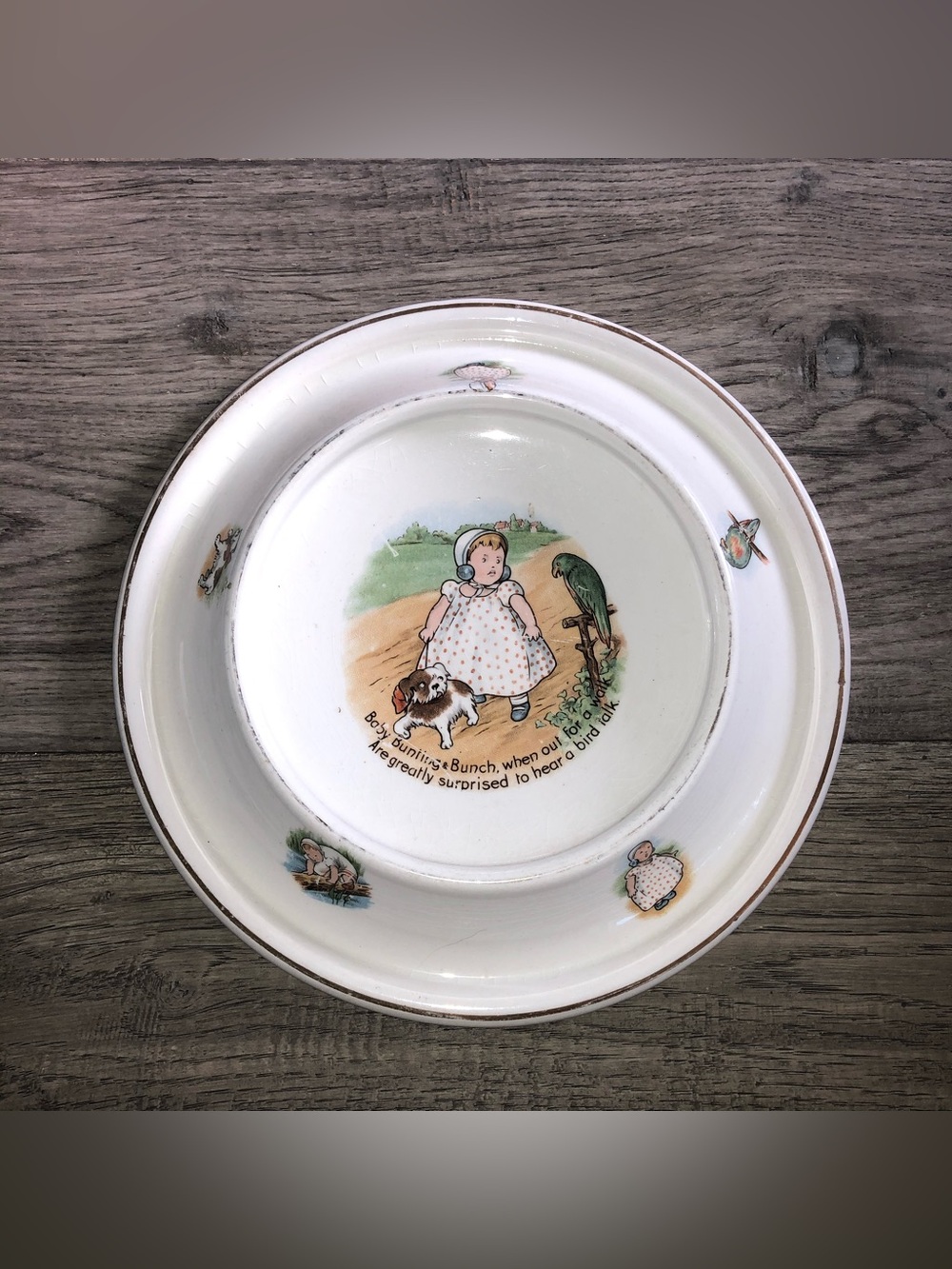 Title
Antique (?) Royal Baby Plate Baby Bunting Nursery Rhyme Child’s Plate